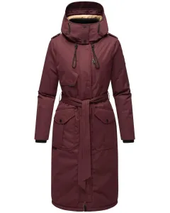 Зимнее пальто Наваху "Hokulanii", длинное зимнее женское пальто с поясом Navahoo, красный