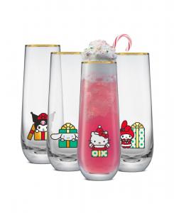 Набор из 4 флейт без ножки Hello Kitty и Friends Holiday JoyJolt, Multi