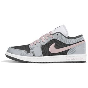 Jordan Air 1 устойчивые к истиранию низкие баскетбольные кроссовки винтаж unisex black gray pink
