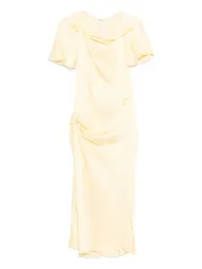 Платье с воротником-хомутом и драпировкой VICTORIA BECKHAM, желтый
