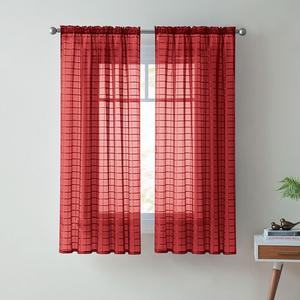 VCNY Home Lisa Твердая клетчатая штанга Rocket 1 оконная занавеска, цвет Burgundy