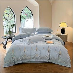 YUSIWOAL Комплект постельного белья из вельветового флиса с европейской вышивкой Blu