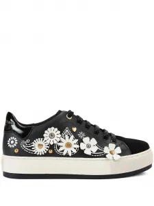 Кеды с цветочной аппликацией и заклепками Kurt Geiger London, черный