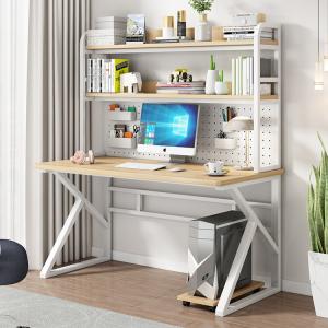 Компьютерный стол Xinmeikai 80x60 см с полкой, белый + светлый орех [сетчатая столешница]