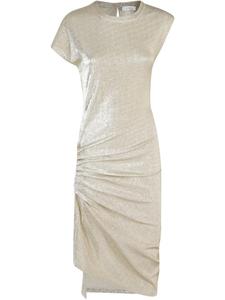 Платье миди Rabanne со сборками, серый