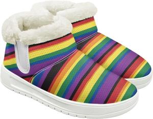 Зимние сапоги для женщин, женская обувь для путешествий, пушистые ботинки для ходьбы, кроссовки с пушистым воротником Cugasmaru, Rainbow