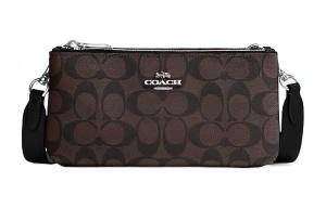 Кожаная Искусственная Сумка Конверт, Сумка Через Плечо, Кроссбоди Трампетс Женская Черная Коричневая COACH