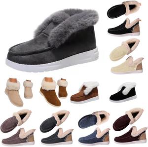 Тапочки Baimiu для женщин и мужчин, для дома и улицы, зимние теплые пушистые ботинки, кроссовки без шнурков для уютных ног, широкие тапочки унисекс, серый