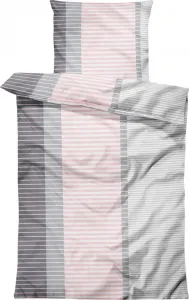 Постельное белье 155x200 см в полоску, розовый антрацит, современный комфортный размер, микрофибра One-Home