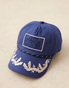 Кепка ASOS DESIGN club carme baroque с вышивкой и веревочной отделкой темно-синего цвета