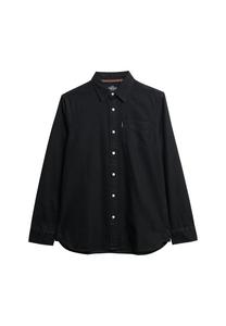 Superdry & Co Рубашка на пуговицах 'Essential' в черном дениме Regular fit