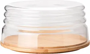 Купол сыра Континента с деревянной тарелкой Continenta Ø 20,5 см + высота 11 см, цвет natur/transparent