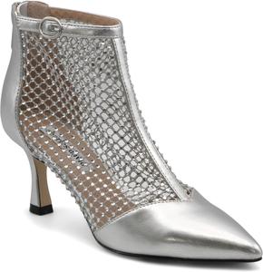Женские ботильоны Charles David Arnie с сеткой и стразами, средний каблук, заостренный носок, Silver