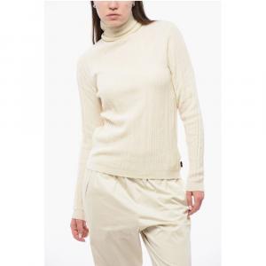 Свитер из кашемировой смеси в рубчик с воротником-стойкой Woolrich, White