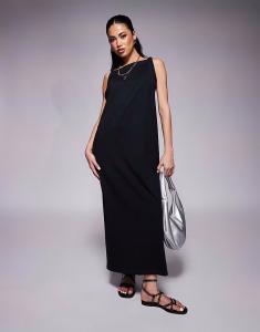 Платье миди без рукавов с перекрученными плечами ASOS DESIGN черного цвета