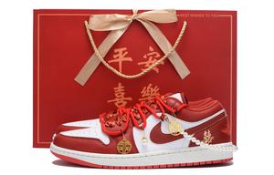 Детские баскетбольные кроссовки Air 1 с противоскользящим износостойким верхом и низким верхом для подростков Jordan, белый/красный