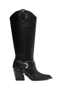 Ковбойские/Байкерские сапоги с пряжками Pull&Bear, Black
