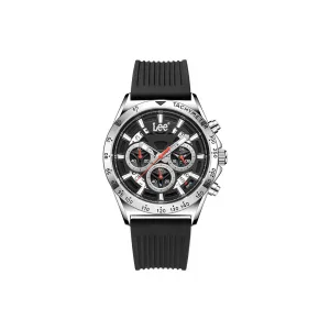 Lee Мужские часы с кварцевым механизмом на силиконовом ремешке и черным циферблатом