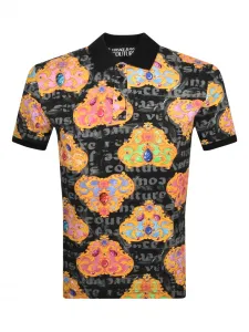 Рубашка-поло с принтом в стиле барокко Versace Jeans Couture, черный