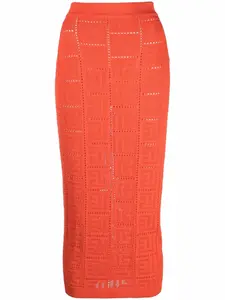 Плиссированная юбка с монограммой BALMAIN, оранжевый