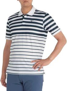 Мужская рубашка-поло для гольфа Mizuno, многоцветный принт, влагоотводящая, быстросохнущая и обеспечивающая свободу движений конструкция (E2MAB015), белый/темно-синий