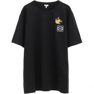 Футболка с вышивкой лягушка LOEWE, черный