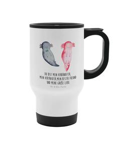 Белая кофейная кружка в комплекте с девушкой-аксолотлем и надписью Mr. & Mrs. Panda