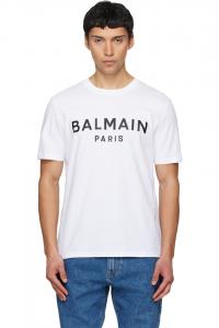 Balmain Белая футболка с принтом «Balmain Paris»