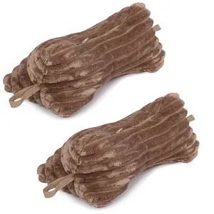 Подушка для чтения H&F "Косточка" 37 x 17 см | 2 шт. | Подушка для шеи и головы для дивана, кровати и путешествий | Моющаяся, коричневая искусственная замша Home-&-Fashion