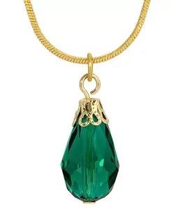 Ожерелье из серебряных бусин-капель 2028, green