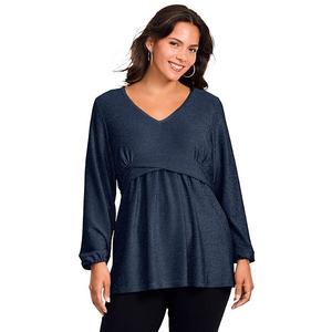 Женский топ с баской и мерцающим эффектом plus size Avenue, Navy Shimmer