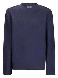 Фактурный шерстяной свитер с круглым вырезом A.P.C., синий