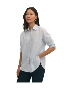 Блузка из хлопкового поплина свободного кроя Brooks Brothers, синий