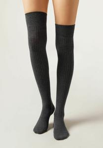 Носки Calzedonia Over-the-knee socks, Grey/Mottled Anthracite