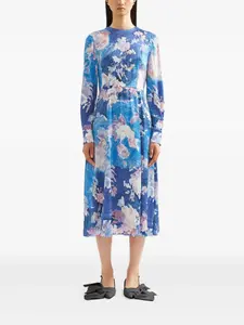Платье миди с цветочным принтом ERDEM, синий