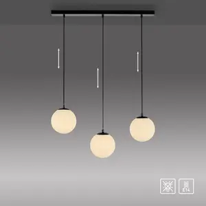 Моя домашняя подвесная лампа Pendelleuchte Nymölla E14 с большими стеклянными шарами, янтарного цвета или матово-белая опаловая My Home, Schwarz, Glas opal matt weiß