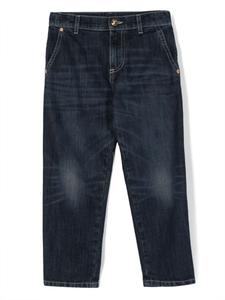 Versace Kids прямые джинсы с вышитым логотипом, синий