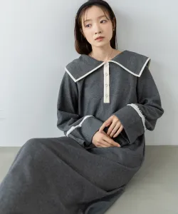 Платье-футляр с большим воротником и отделкой кантом