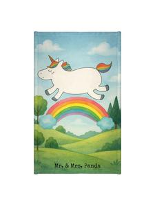 Mr. & Mrs. Panda Гостевое полотенце с рисунком единорога и радуги, без засечек    белого цвета