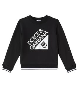 Толстовка из хлопкового джерси с логотипом Dolce&Gabbana Kids, Nero
