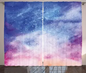 Шторы ABAKUHAUS в деревенском стиле, темно-синие с румянами, акварельная комната, гостиная, универсальные ленточные шторы с петлями и крючками, 280 x 175 см, лососево-розовый Abakuhaus