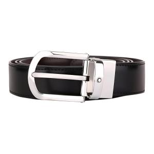 Кожаный ремень из коровьей кожи мужской черный 3 см MONTBLANC