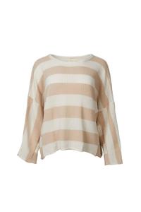 Облегченный полосатый хлопковый свитер в бежево-белом цвете By Together