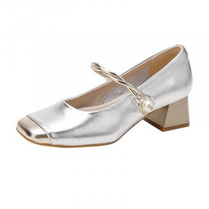 Туфли Мэри Джейн на массивном каблуке для женщин TATAYA, Silver