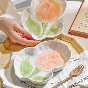 Ceramics Набор тарелок и мисок fresh and clean с подглазурным декором, керамические пиалы и суповые чаши, эстетичный комплект посуды, 20 см лепестковые тарелки, 6 предметов