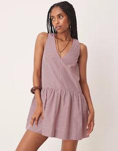 Мини-платье с заниженной талией и вырезом-халтер в красную клетку Asos Design