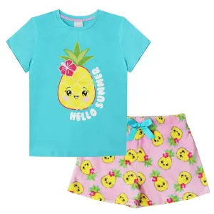 Комплект из пижамной рубашки и флисовых шорт для девочек 4-16 лет Jellifish, цвет pineapple