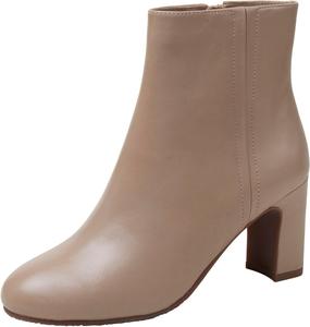 Linea Paolo - WYLDA - Женские кожаные ботильоны с круглым носком и средним каблуком, Putty Leather