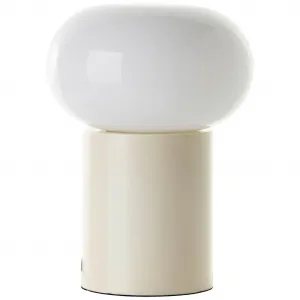 Блестящая настольная лампа Daeny E27, 1 шт., с белым стеклом, 27 x 20 см, E27, металл Brilliant, бежевый/белый