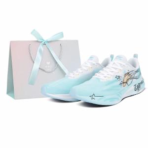 Мужские низкие повседневные кроссовки LiNing Wuyue с амортизацией, износостойкостью и воздухопроницаемостью для бега на короткие дистанции., синий зеленый